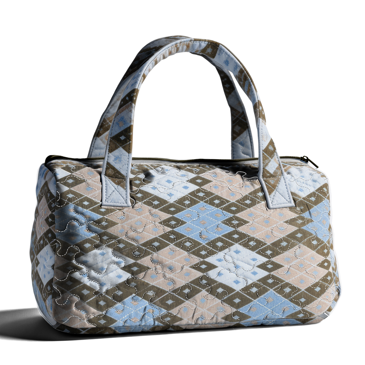 Quilted Fabric with Diamond Pattern LumLock™ Lightweight Quilted Duffle Bag with Zipper