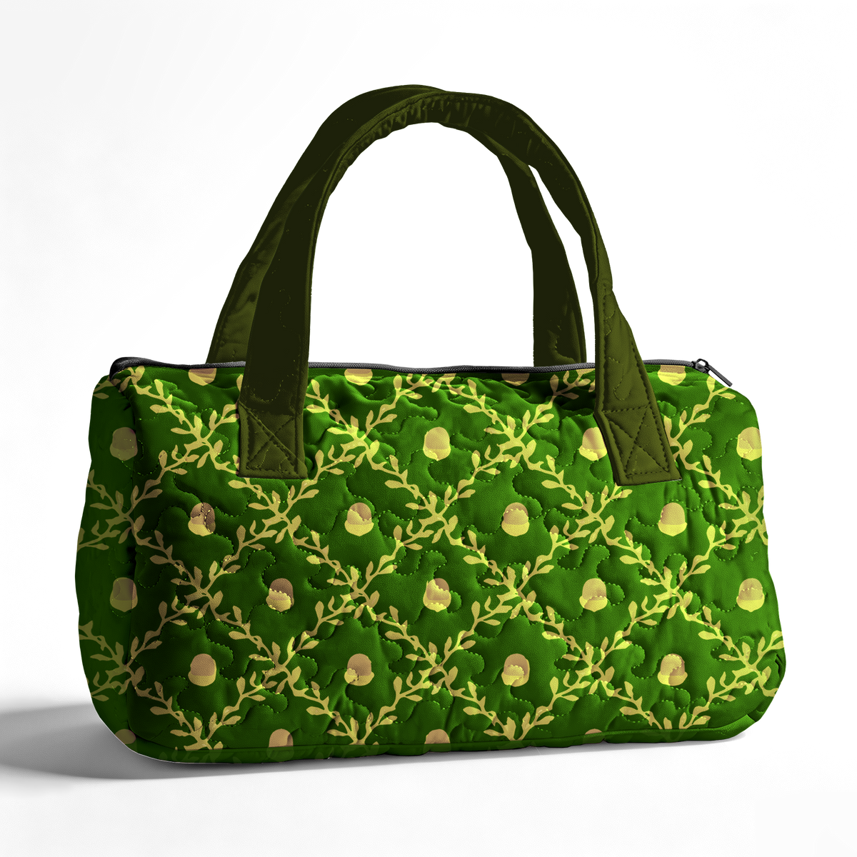 Christmas Acorn Print LumLock™ Lightweight Quilted Duffle Bag with Zipper