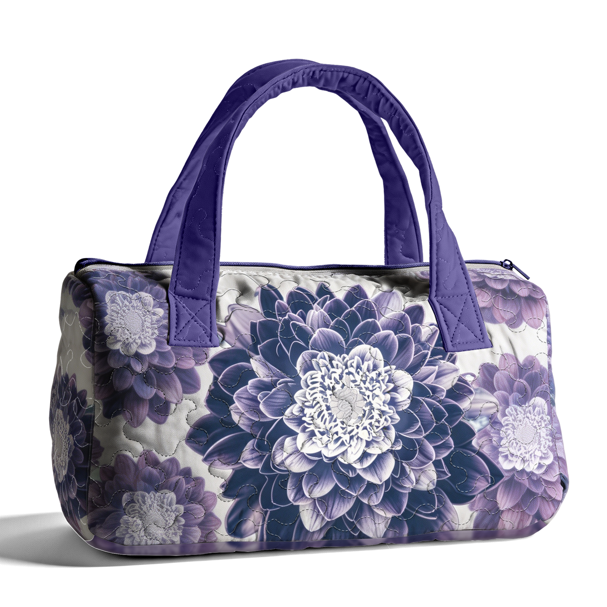 Purple Lotus and Snake LumLock™ Lightweight Quilted Duffle Bag with Zipper