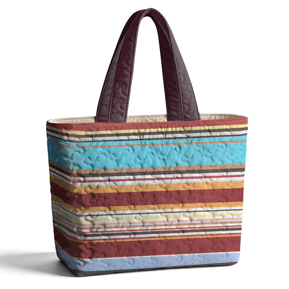 Striped Print Blue and Orange LumLock™ Lightweight Quilted Tote Bag