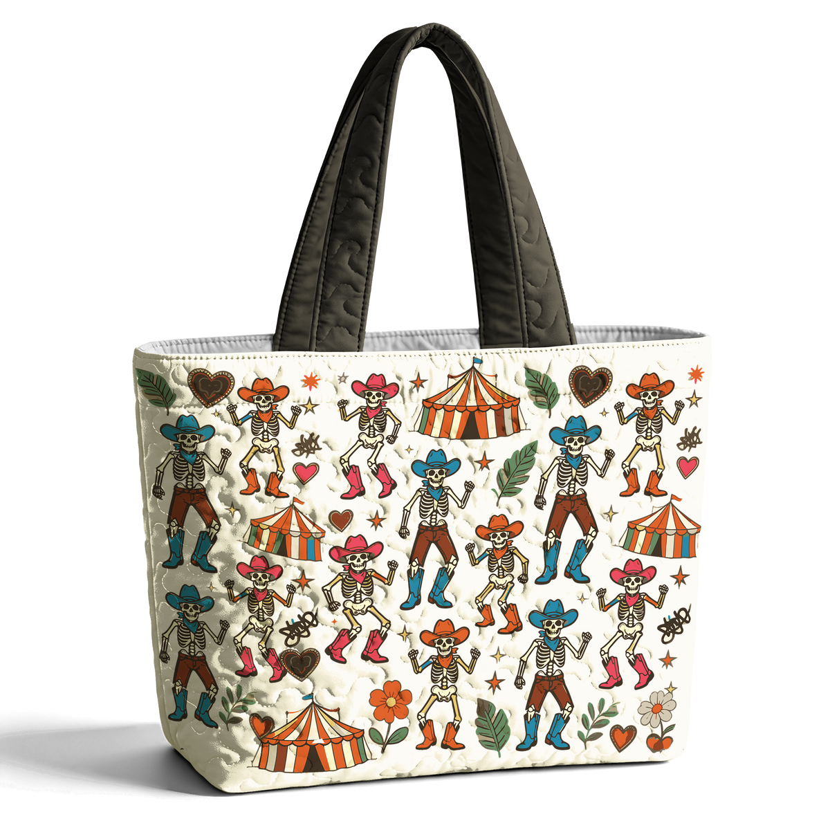 Halloween Skeleton Circus LumLock™ Lightweight Quilted Tote Bag