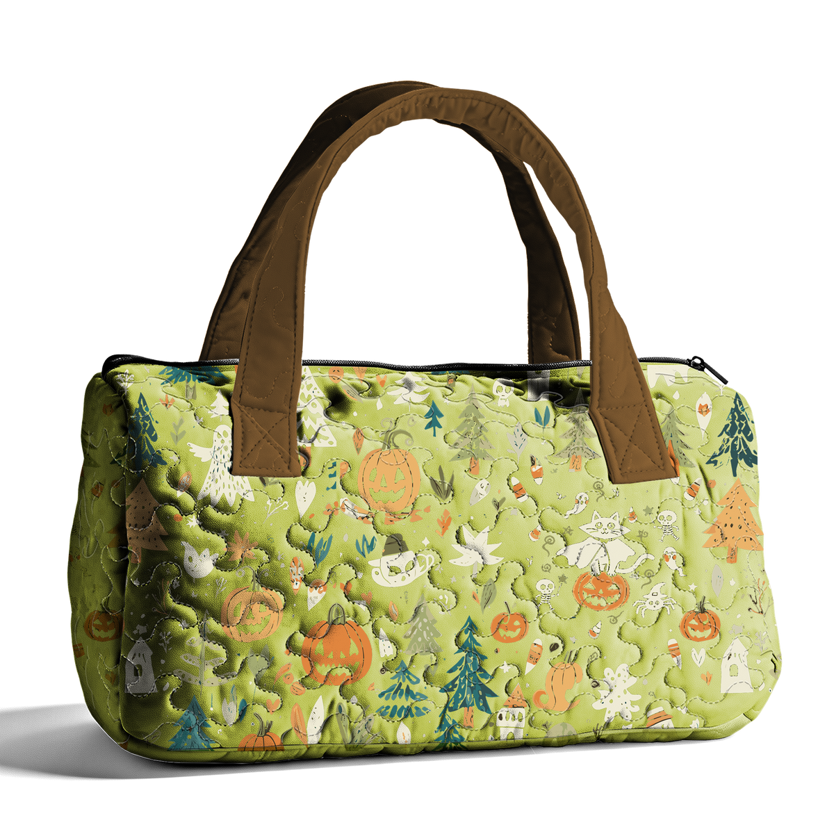 Halloween Pumpkin LumLock™ Lightweight Quilted Duffle Bag with Zipper