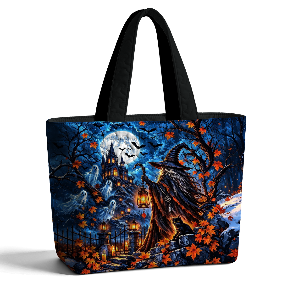 Graphic Halloween Witch LumLock™ Lightweight Quilted Tote Bag