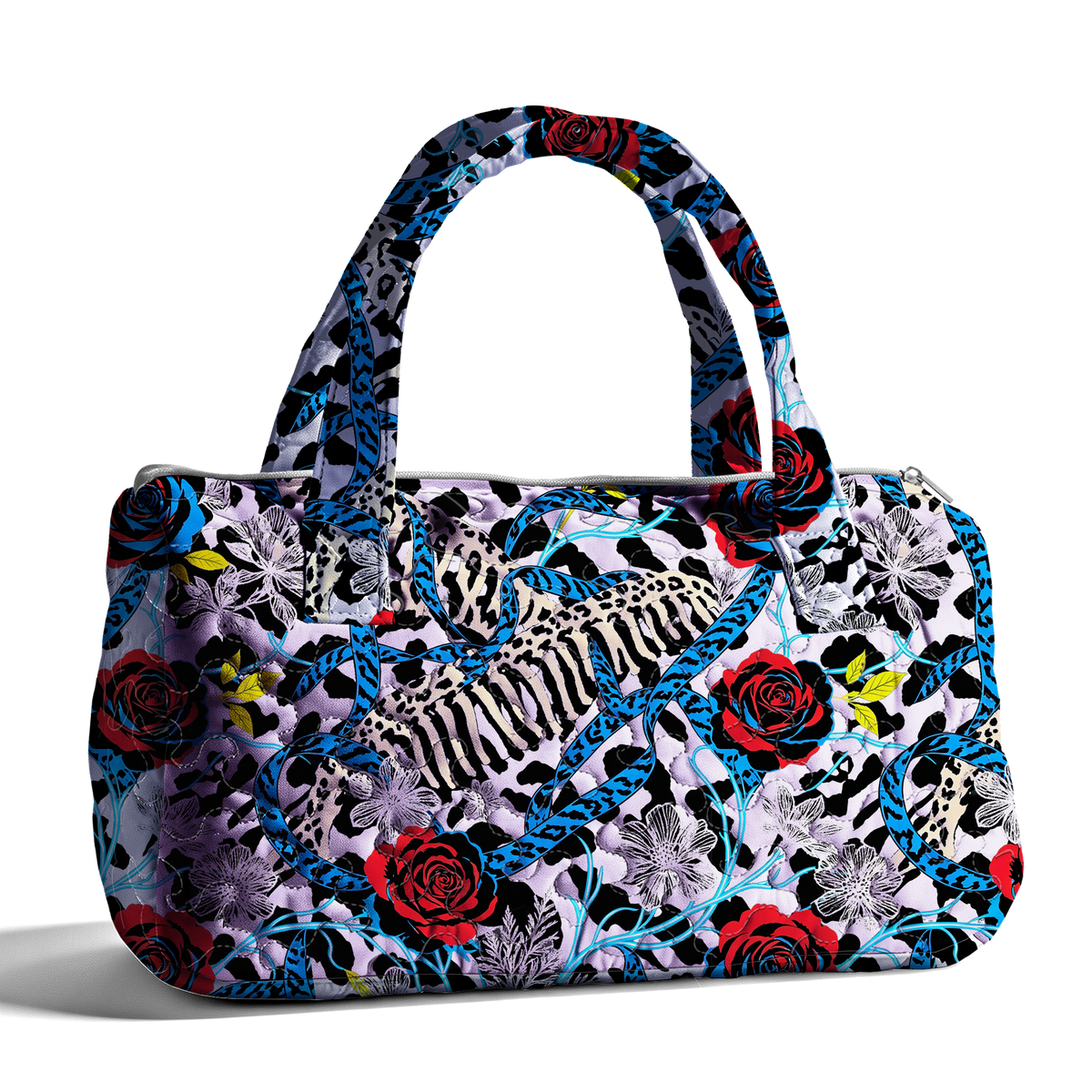 Blue Rose Blue Bones LumLock™ Lightweight Quilted Duffle Bag with Zipper