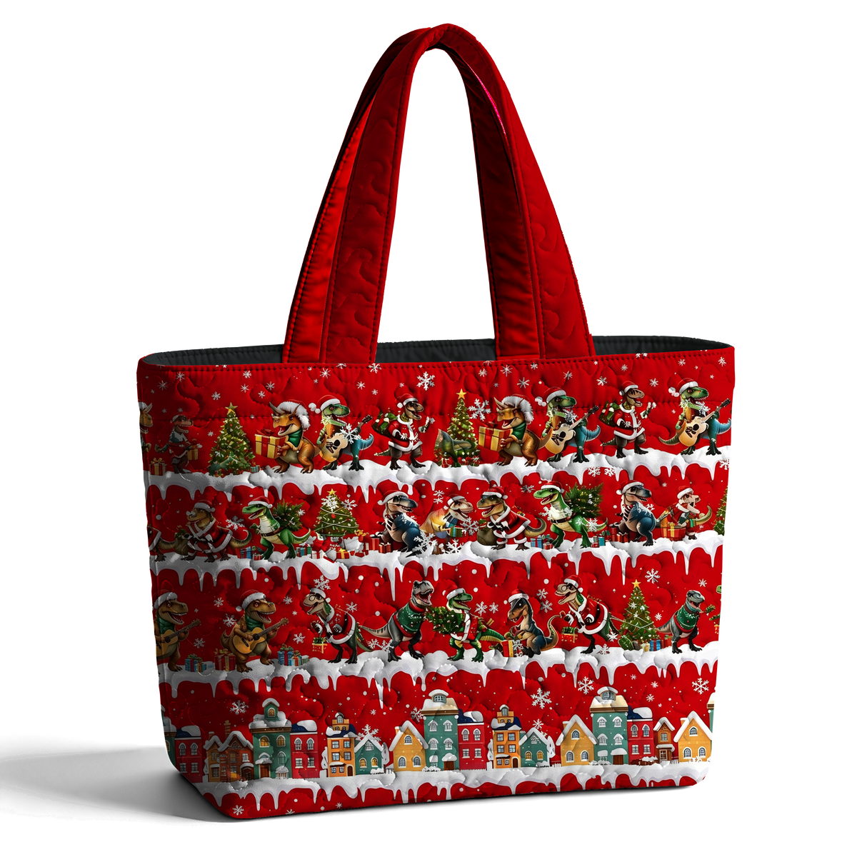 Christmas Dinosaur LumLock™ Lightweight Quilted Tote Bag
