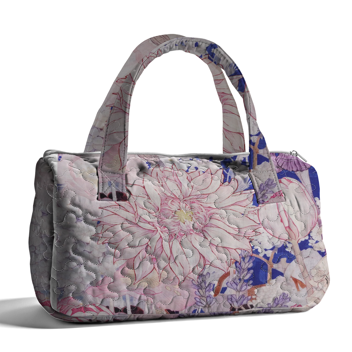 Romantic Botanical Line Art LumLock™ Lightweight Quilted Duffle Bag with Zipper