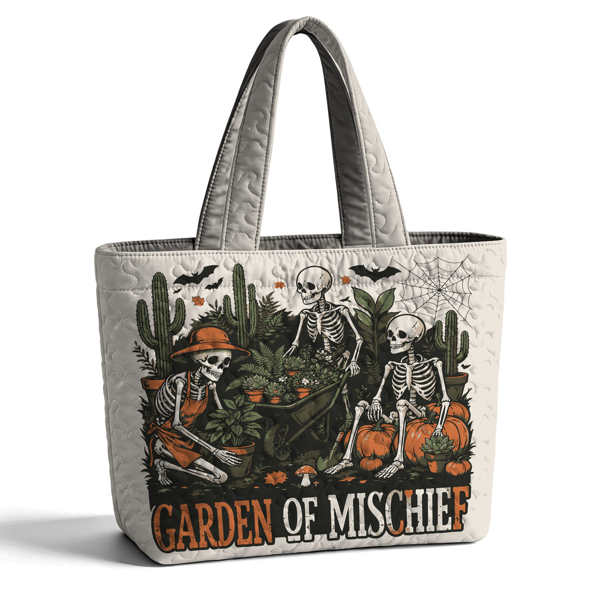 Halloween Skeleton Mischief LumLock™ Lightweight Quilted Tote Bag