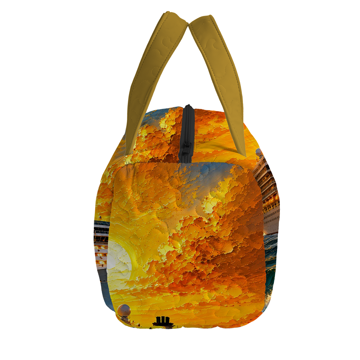 Cruise Ship Sunset LumLock™ Lightweight Quilted Duffle Bag with Zipper