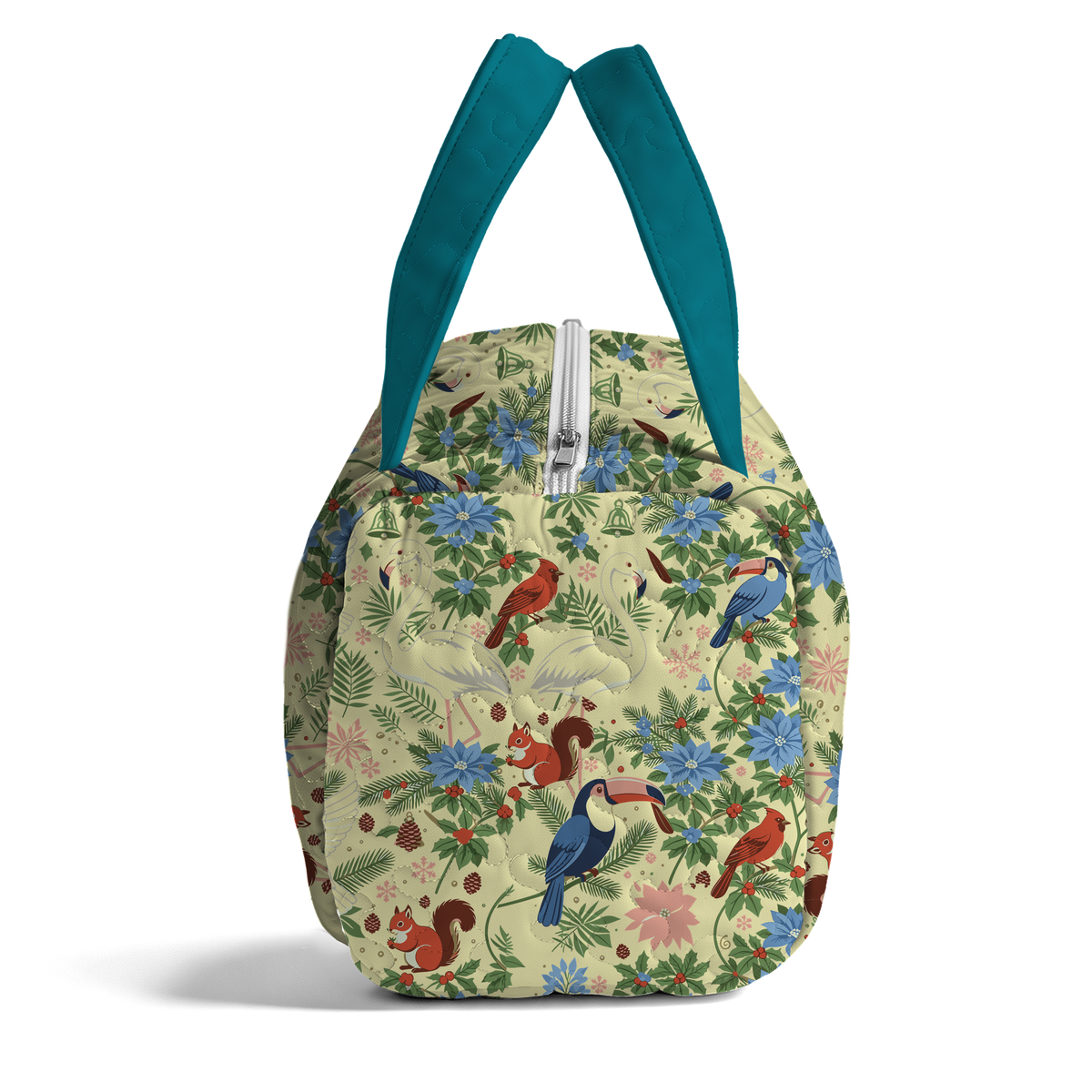 Christmas Tropical Poinsettia LumLock™ Lightweight Quilted Duffle Bag with Zipper