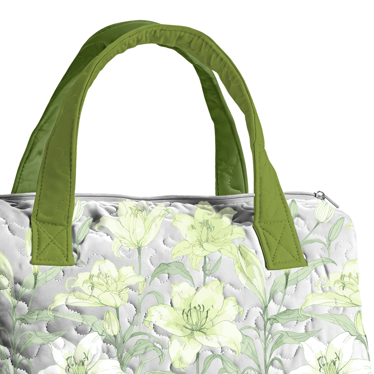 Lily print LumLock™ Lightweight Quilted Duffle Bag with Zipper