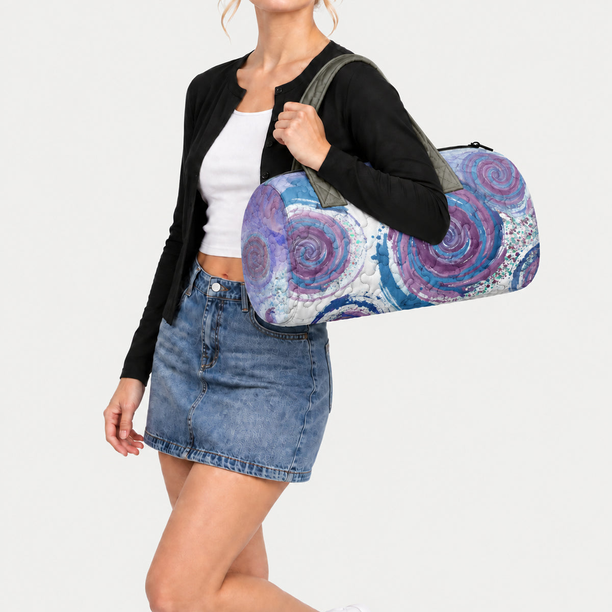 Drifting Paint Starry Sky LumLock™ Lightweight Quilted Duffle Bag with Zipper