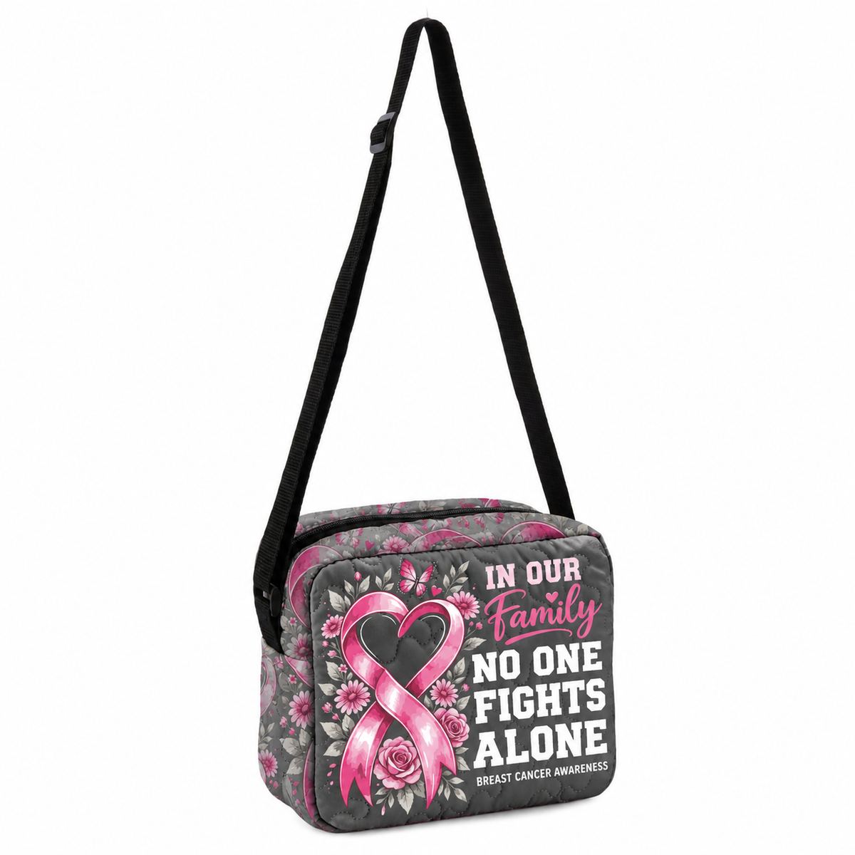 Hope Love  Strength  LumLock™ Lightweight Quilted Shoulder Bag Crossbody