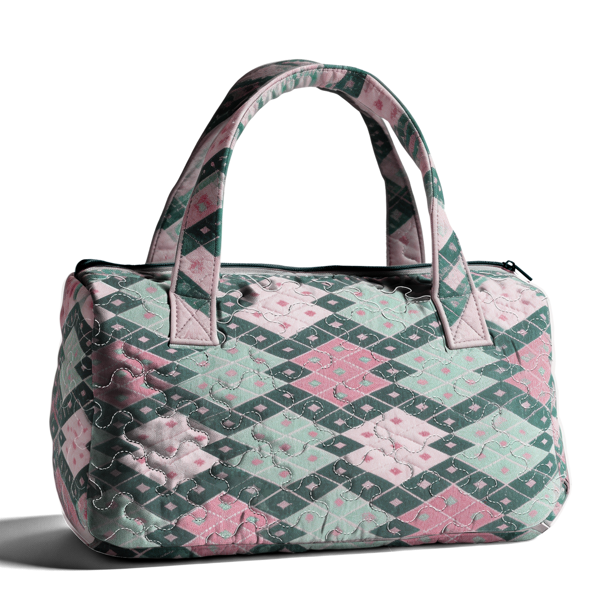 Quilted Fabric with Diamond Pattern LumLock™ Lightweight Quilted Duffle Bag with Zipper