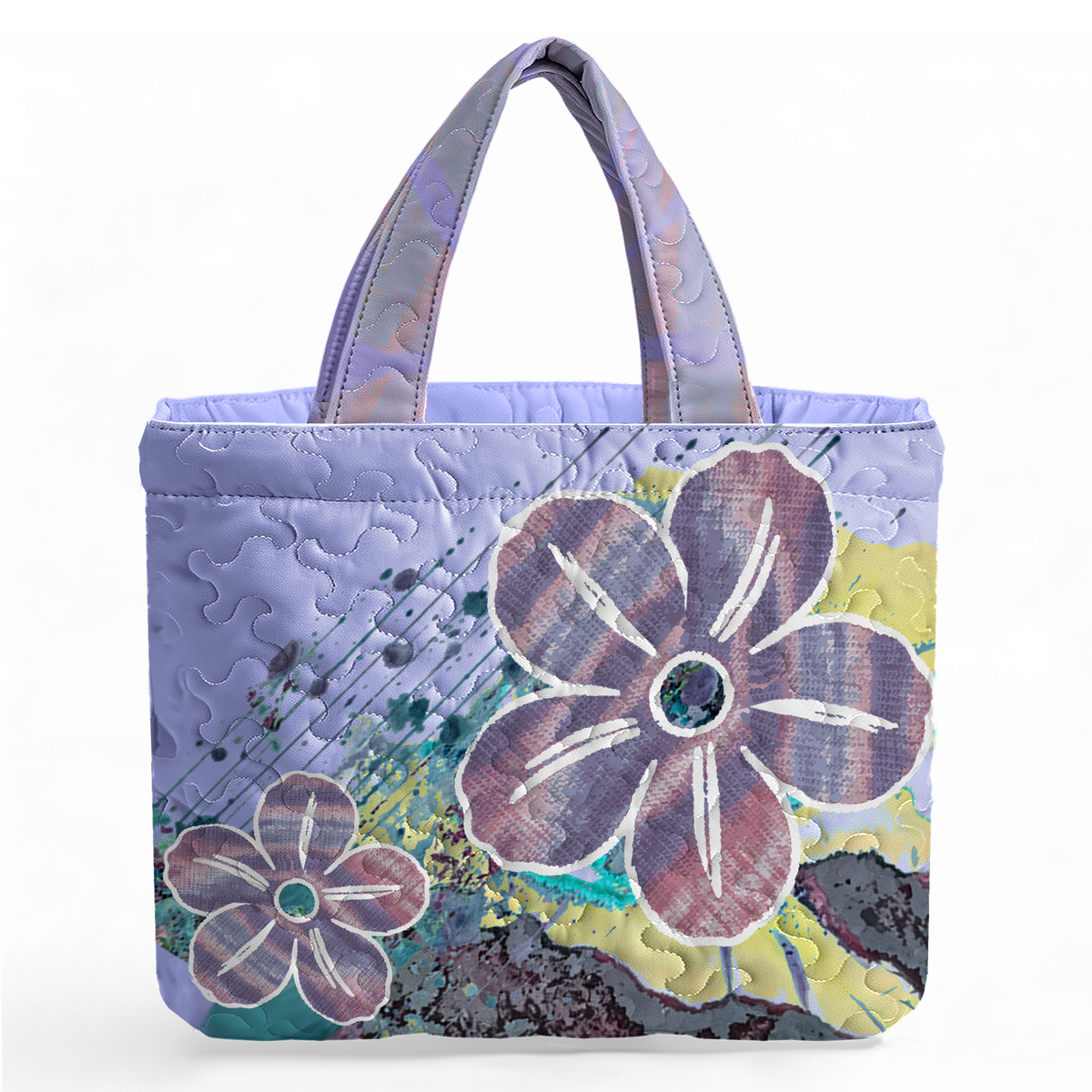 Neon Graffiti Flower LumLock™ Lightweight Quilted Tote Bag