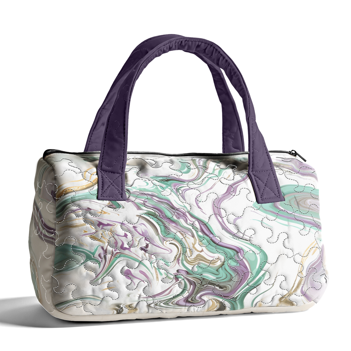 Paint Swirl Swallow LumLock™ Lightweight Quilted Duffle Bag with Zipper