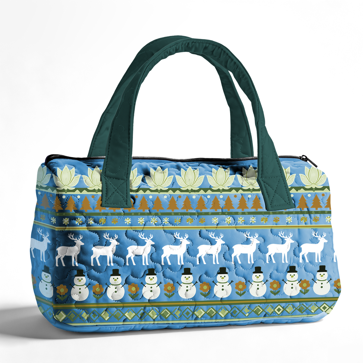 Christmas Snowman LumLock™ Lightweight Quilted Duffle Bag with Zipper