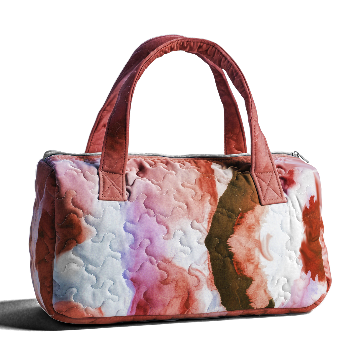 Paint Drift Red LumLock™ Lightweight Quilted Duffle Bag with Zipper
