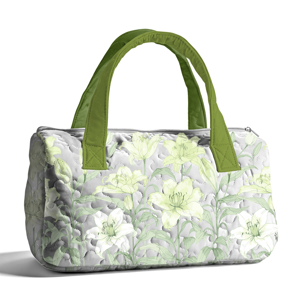 Lily print LumLock™ Lightweight Quilted Duffle Bag with Zipper