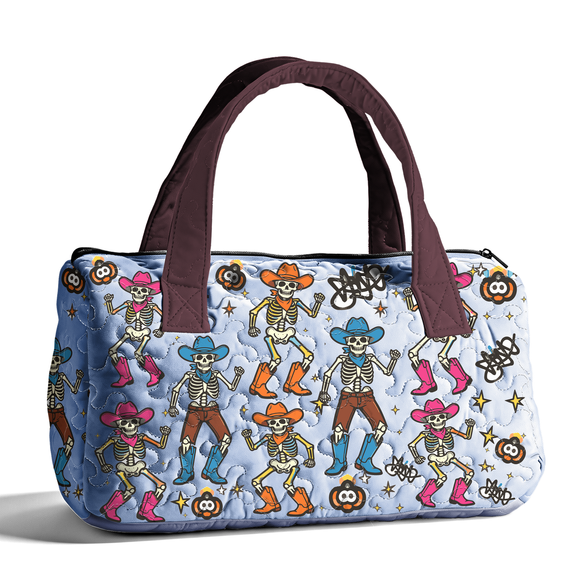 Halloween Skeleton Dance LumLock™ Lightweight Quilted Duffle Bag with Zipper
