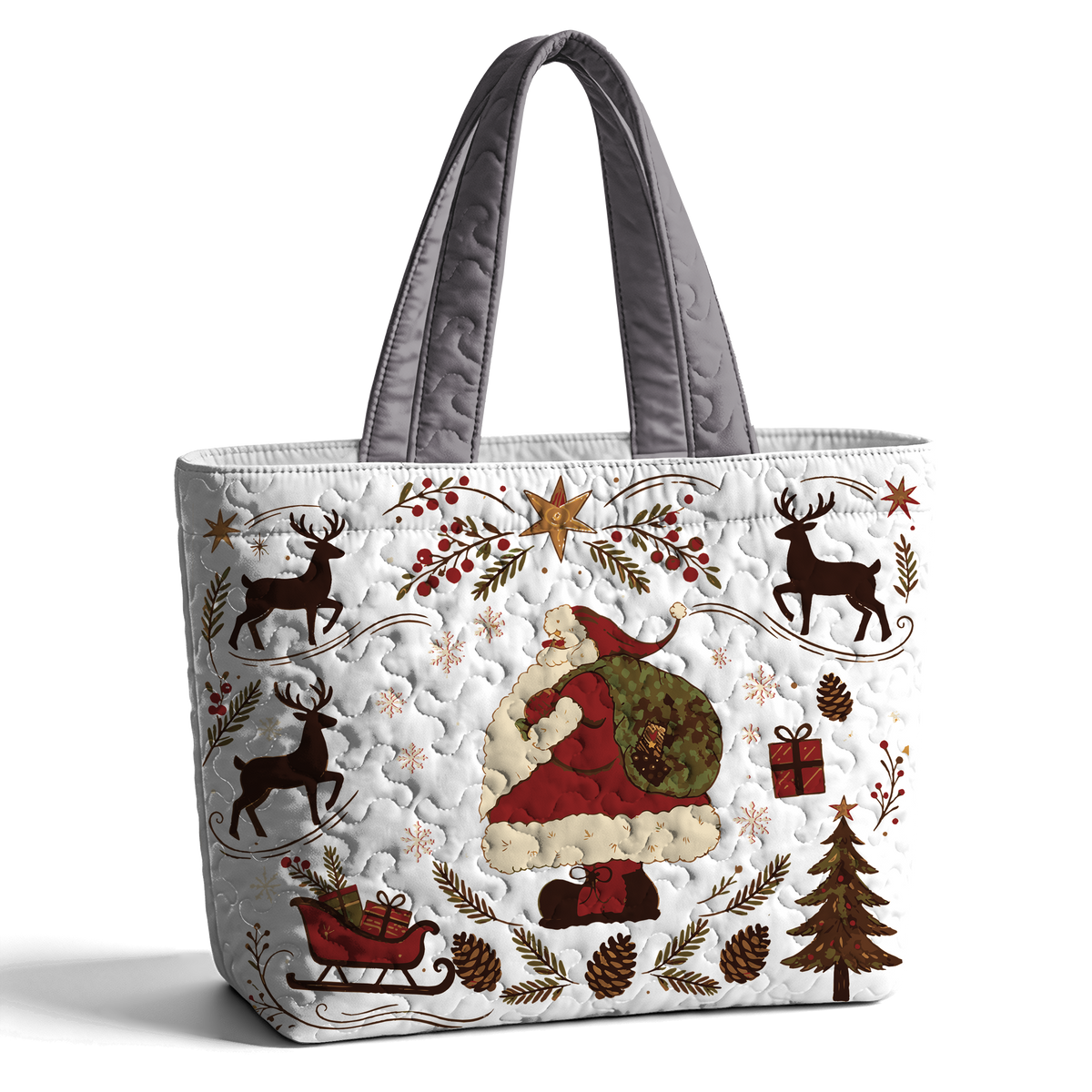 Santa Reindeer LumLock™ Lightweight Quilted Tote Bag