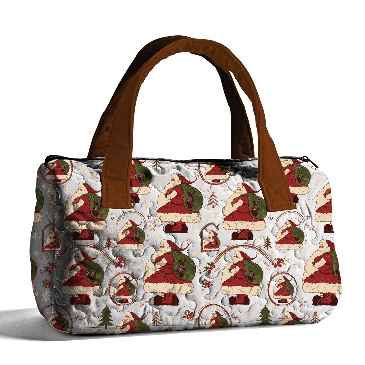 Santa Claus Print  LumLock™ Lightweight Quilted Duffle Bag with Zipper