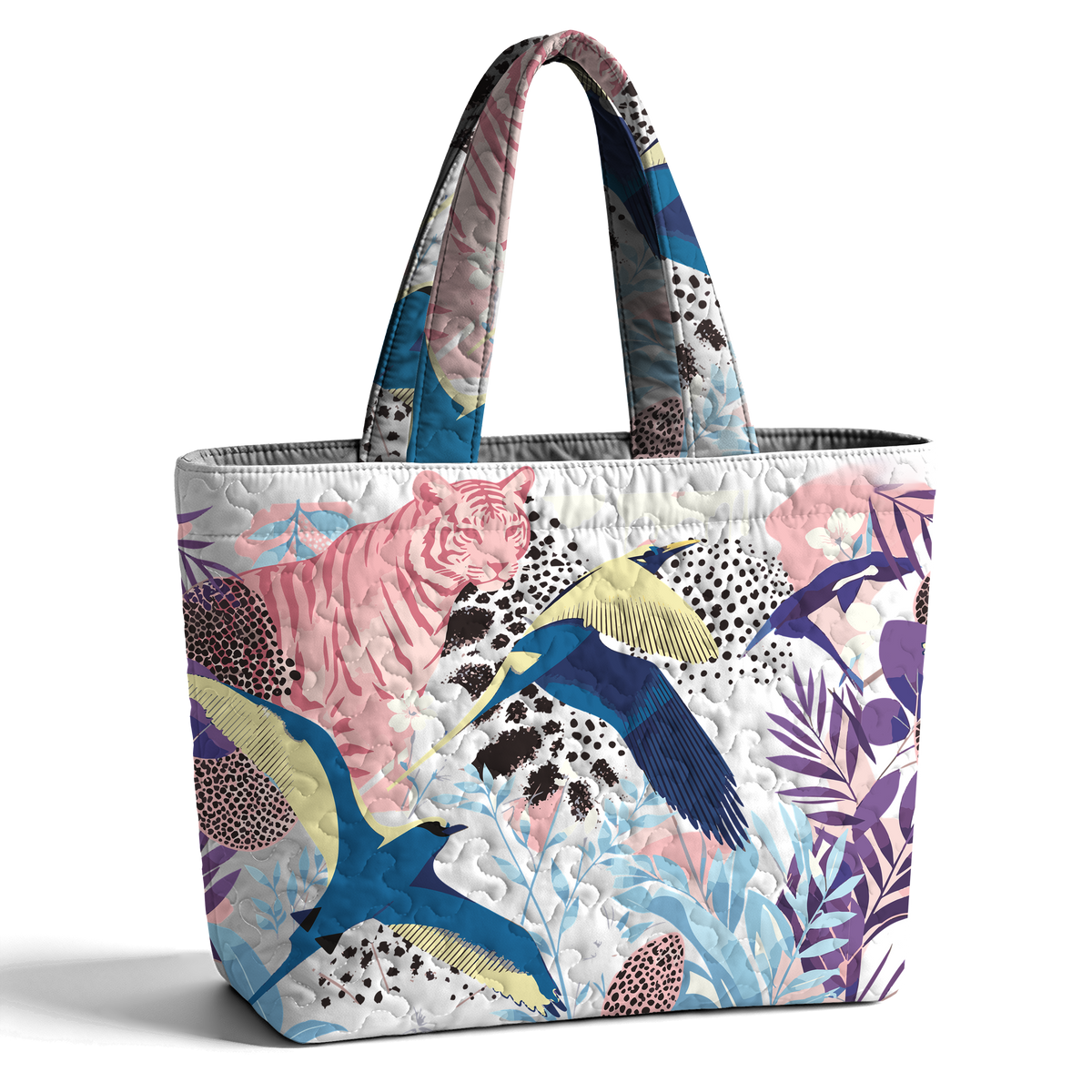 Tiger Striped Rose LumLock™ Lightweight Quilted Tote Bag