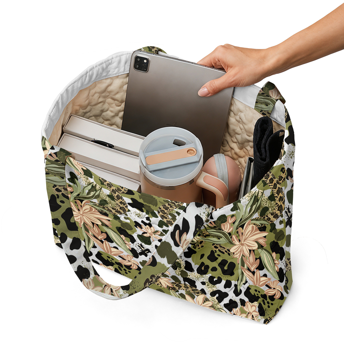 Python Orchid LumLock™ Lightweight Quilted Tote Bag