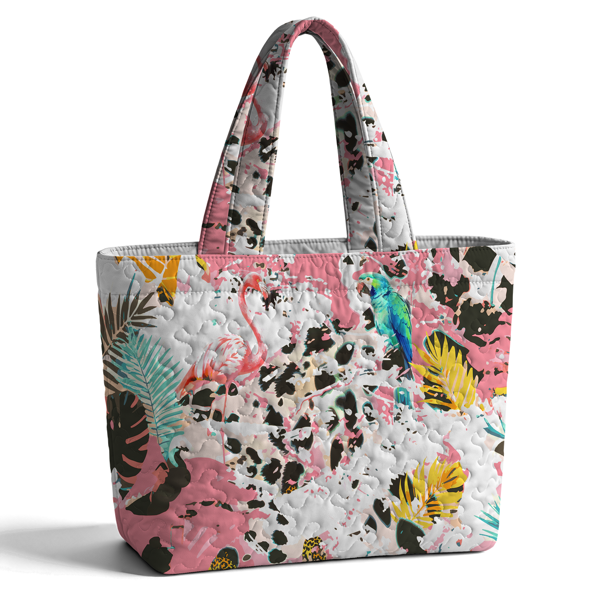 Tropical Cheetah and Parrot LumLock™ Lightweight Quilted Tote Bag