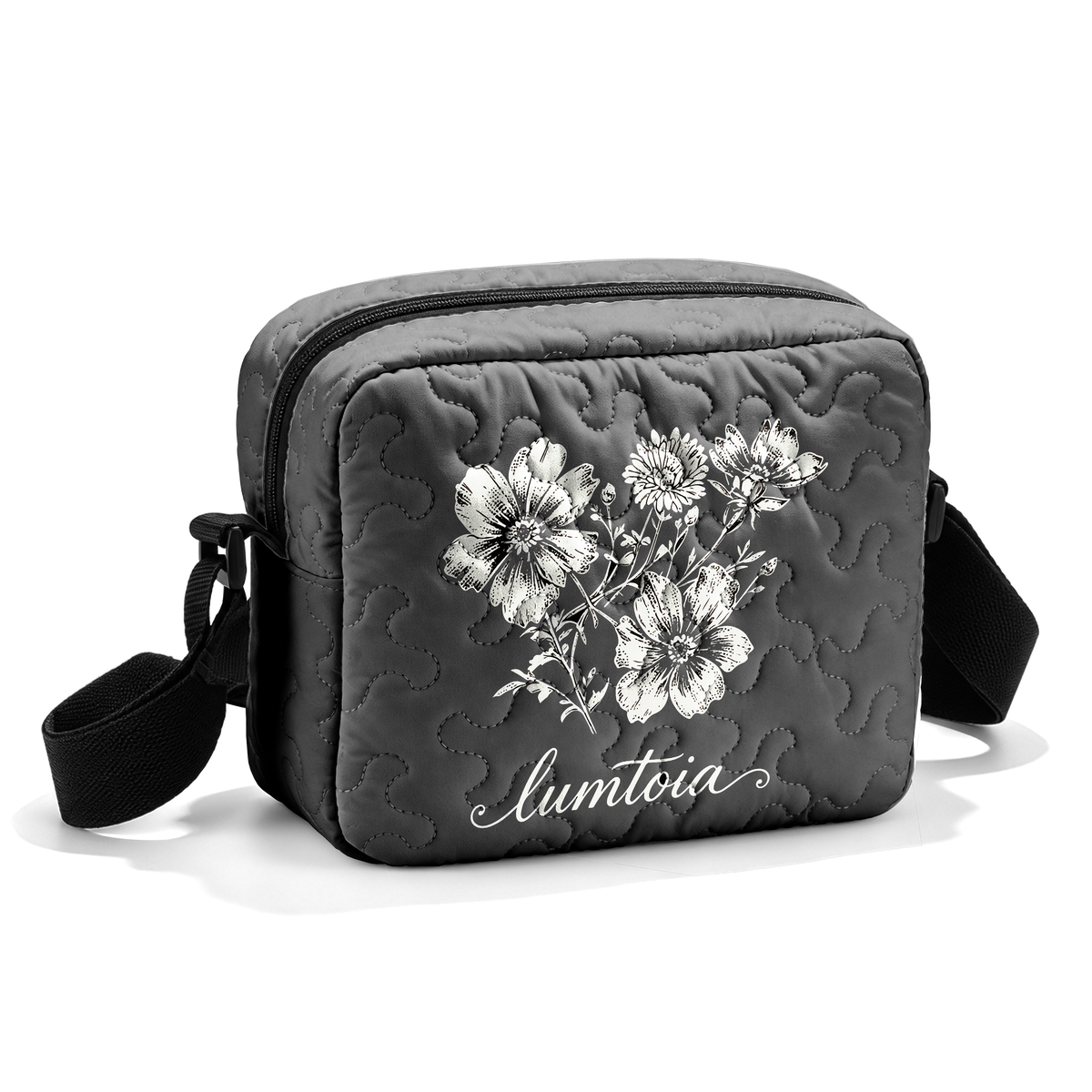 Flower Street Print  LumLock™ Lightweight Quilted Shoulder Bag Crossbody