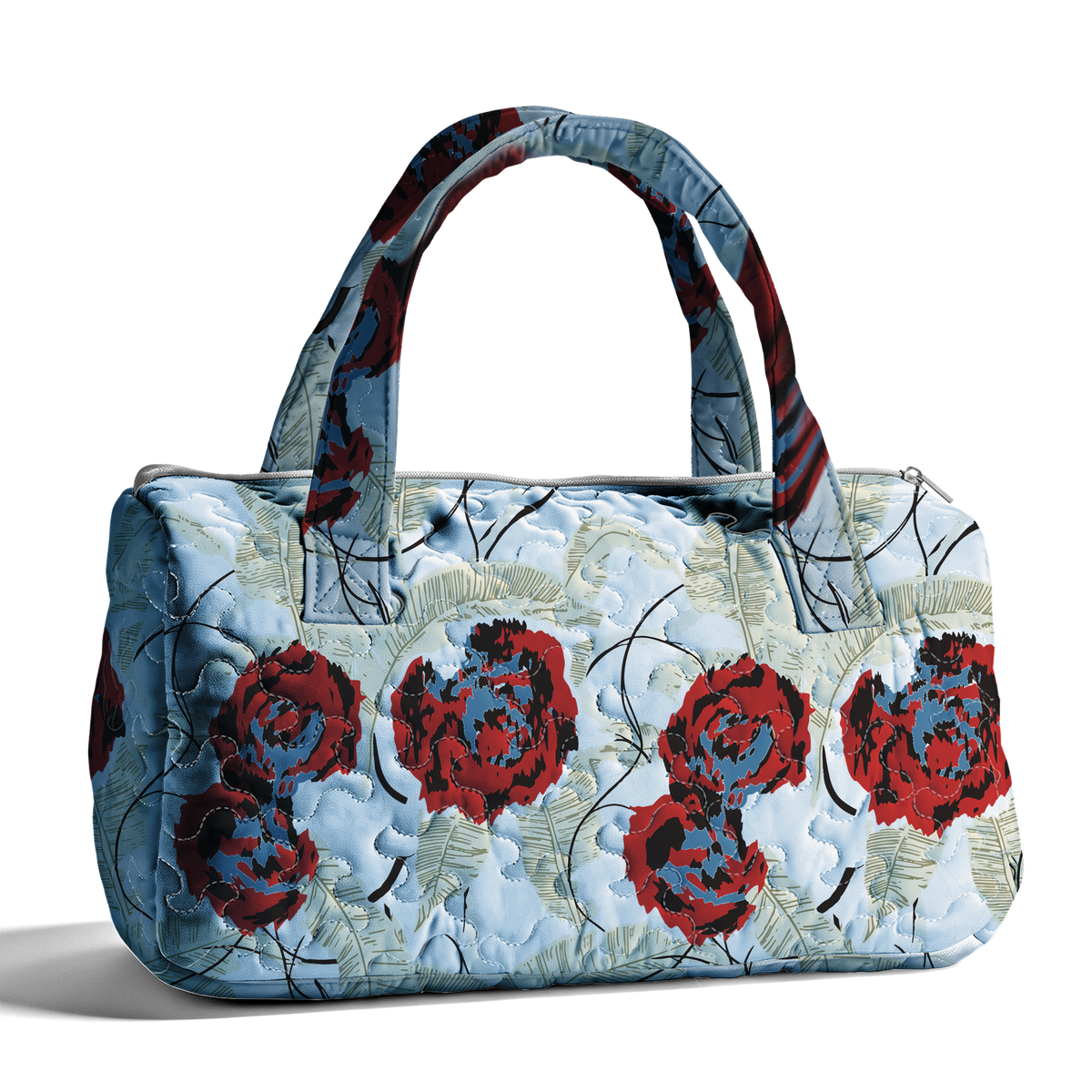 Hand-painted Banana Leaf LumLock™ Lightweight Quilted Duffle Bag with Zipper