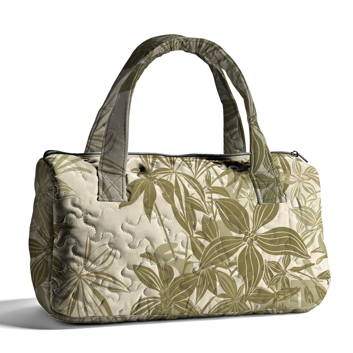 Bamboo Shadows and Orchids LumLock™ Lightweight Quilted Duffle Bag with Zipper