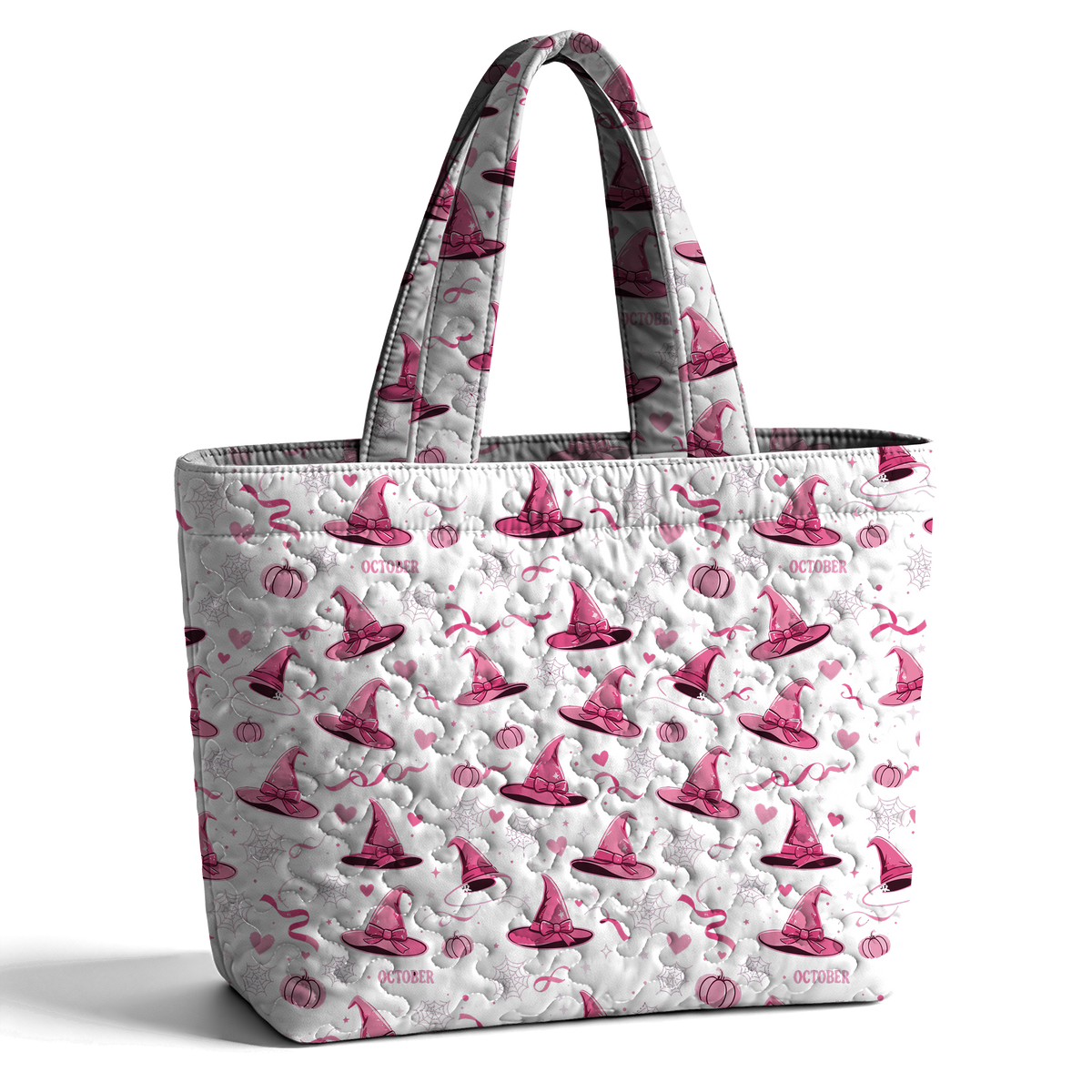 Halloween Witch Hat Print LumLock™ Lightweight Quilted Tote Bag