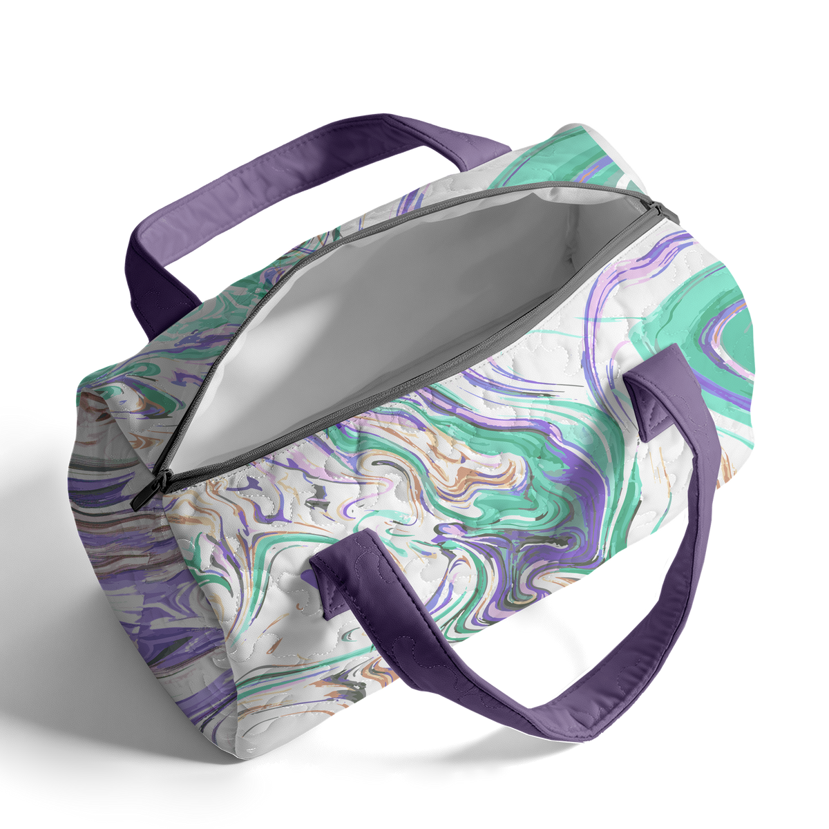 Paint Swirl Swallow LumLock™ Lightweight Quilted Duffle Bag with Zipper