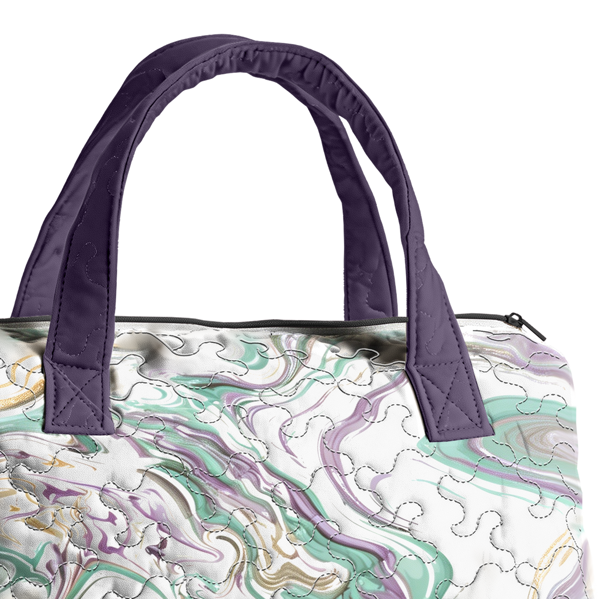 Paint Swirl Swallow LumLock™ Lightweight Quilted Duffle Bag with Zipper