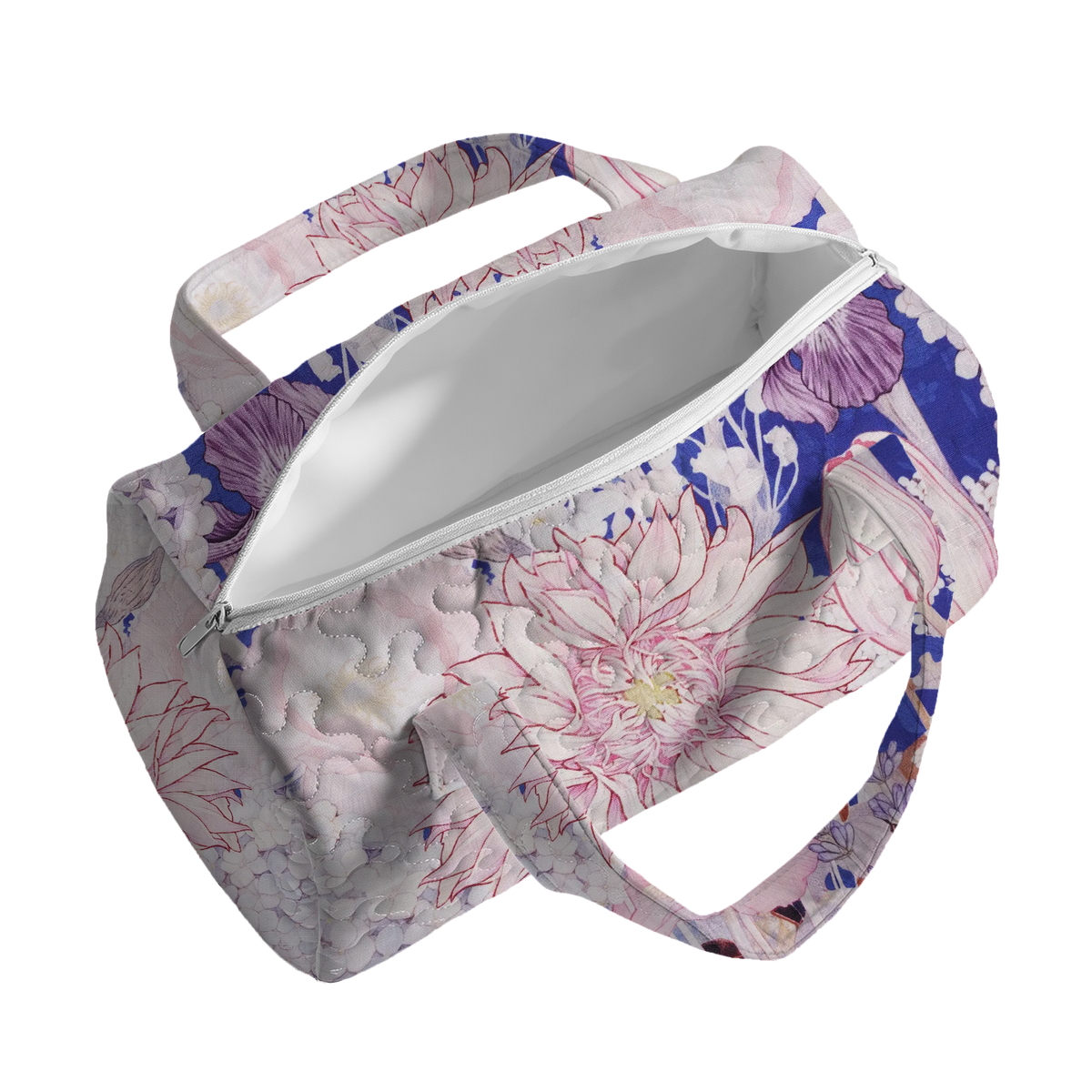 Romantic Botanical Line Art LumLock™ Lightweight Quilted Duffle Bag with Zipper