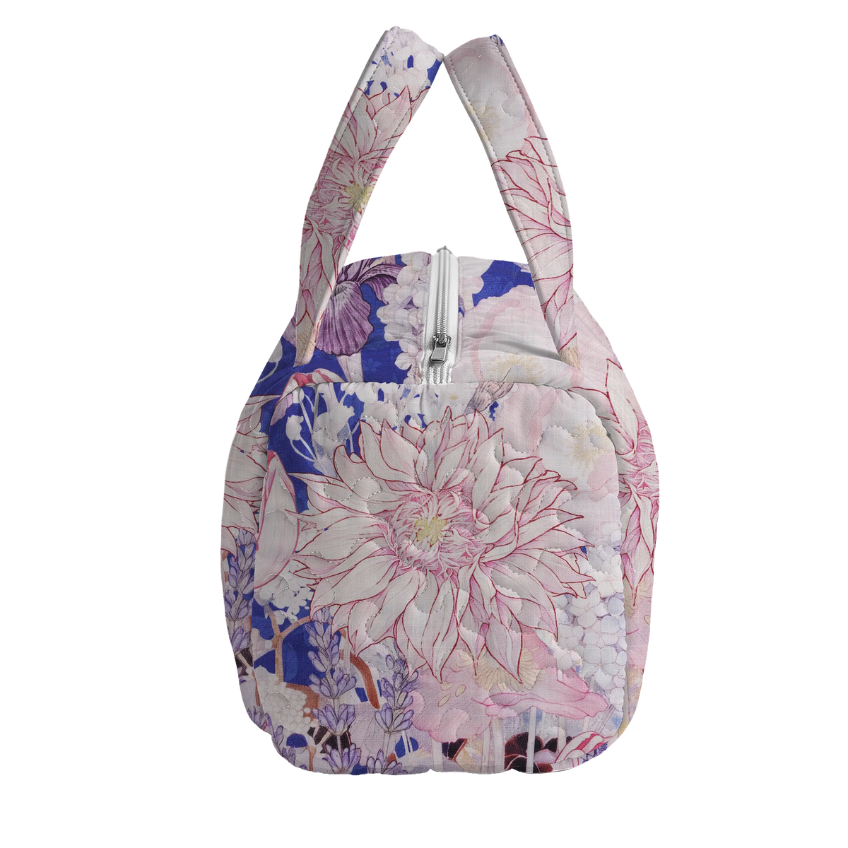 Romantic Botanical Line Art LumLock™ Lightweight Quilted Duffle Bag with Zipper
